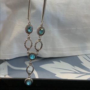 Beautiful blue topaz & silver neckless. New.